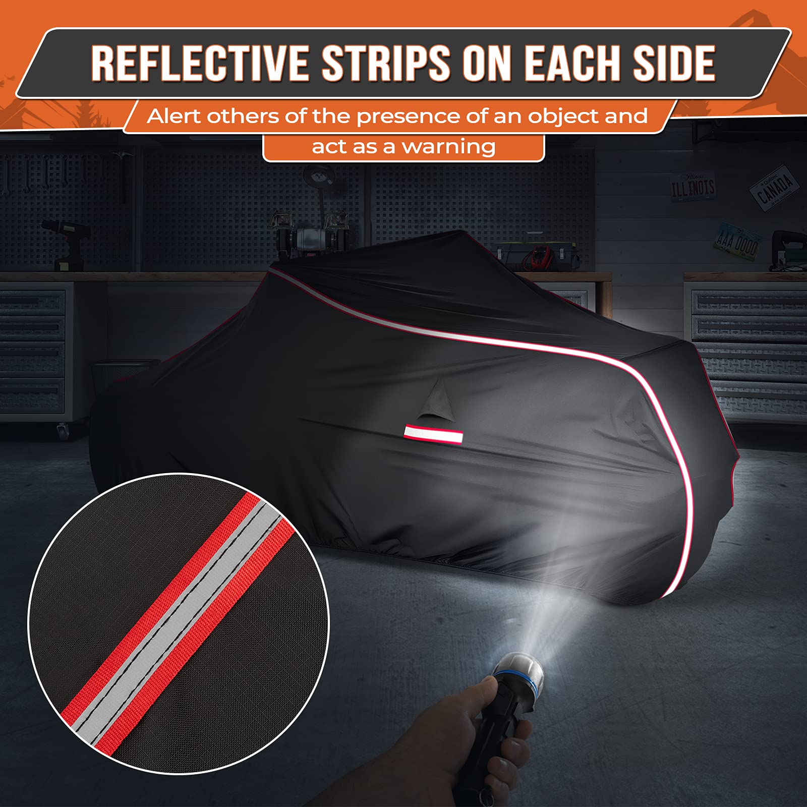 KEMIMOTO Impermeable Funda Exterior Mejorada, Tejido Oxford 420D con Bandas Reflectantes, Resistente a los Rayos UV, Compatible con Can-Am Ryker 600, 900, Sport & Rally Edition