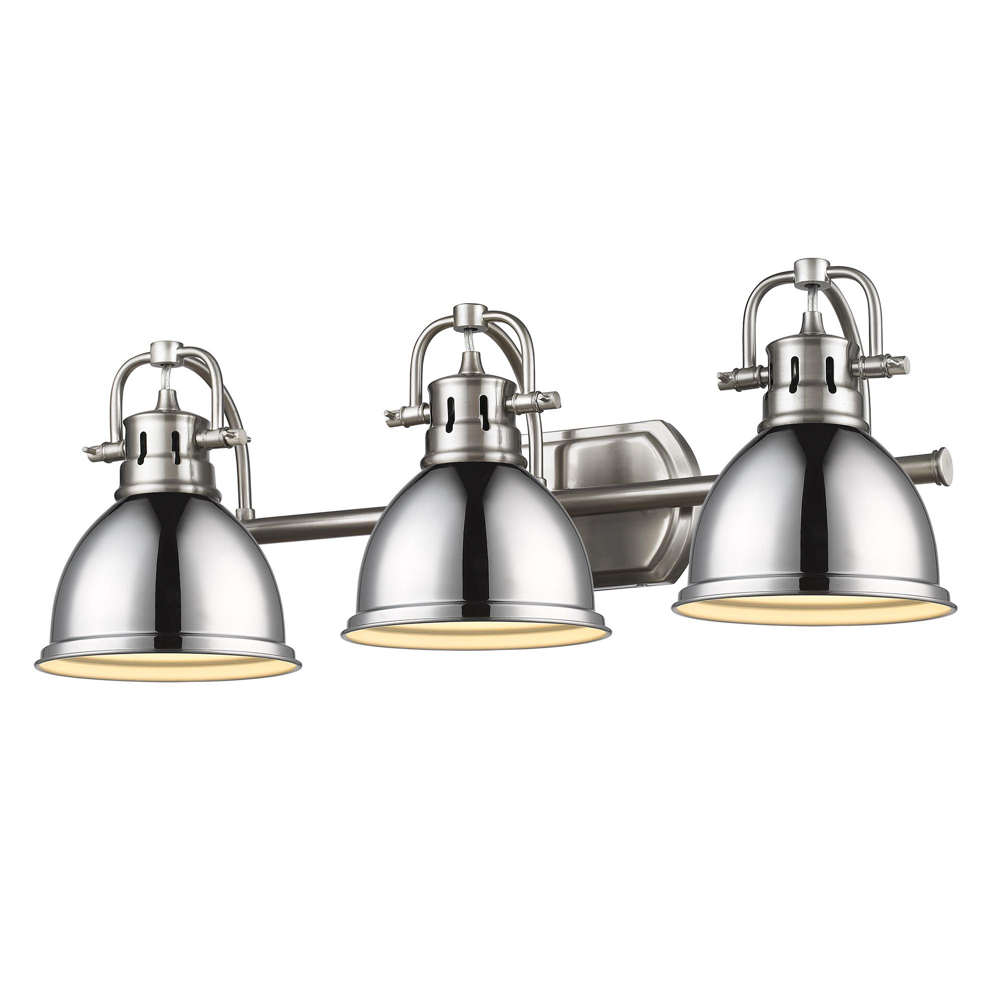Golden Lighting 3602-BA3 PW-CH Duncan Bath Vanity, Transitional, Pewter with Chrome Shades