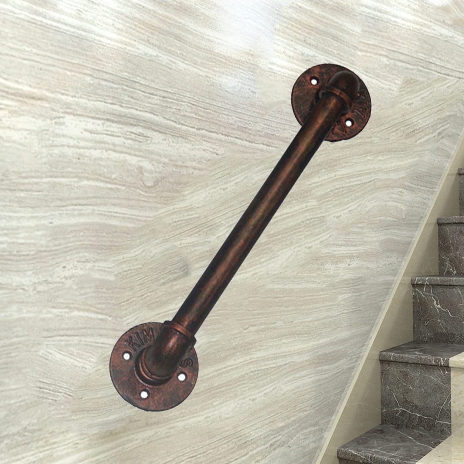 Main courante escalier rond rétro en métal noir de 0.8m pour sécurité murale
