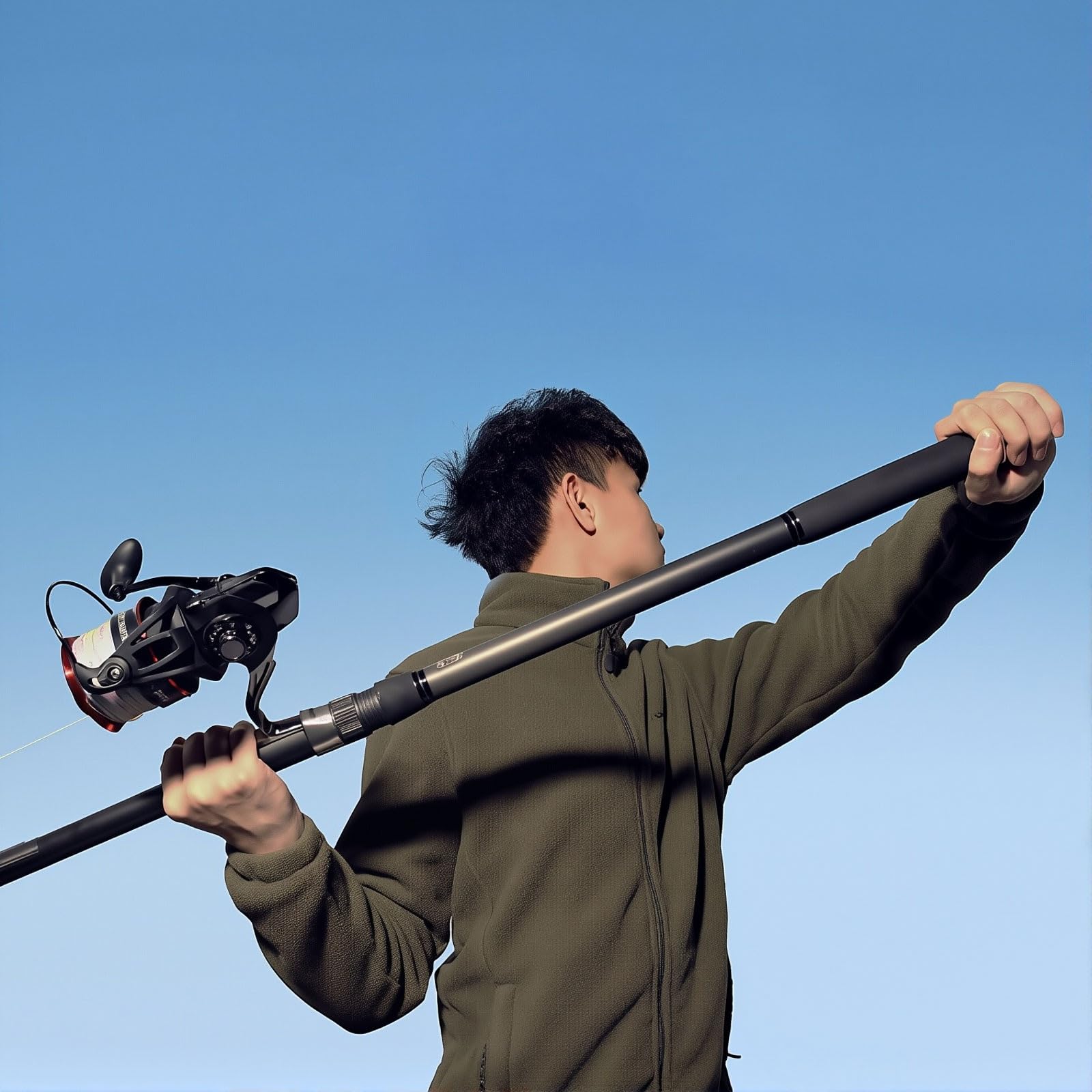TUJISEK Canne A Peche Telescopique en Carbone 2.1m 2.4m 2.7m 3m 3.3m 3.6m 3.9m 4.2m 4.5m 5.4m Canne À Pêche Au Coup Cannes à PêChe Mer pour la pêche en Eau Douce et en mer(5.4M)