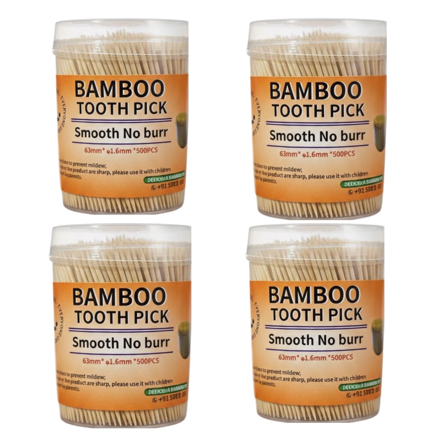 DF Bamboo Toothpicks – 500 Pcs | 63mm Smooth No-Burr, Eco-Friendly Wooden Tooth Picks | Hygienic, Safe & Biodegradable | Ideal for Kitchen, Restaurants, Party, Snacks & Dental Care (2000)