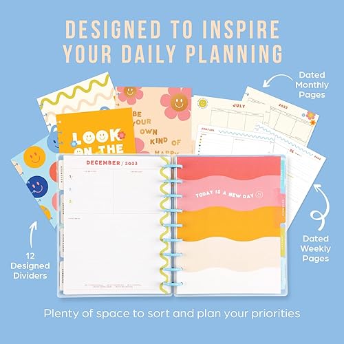 Miniatura 3 de Happy Planner - Agenda escolar 2023, planificador diario de 12 meses encuadernado en disco, semanal y mensual, julio de 2023 a junio de 2024, diseño