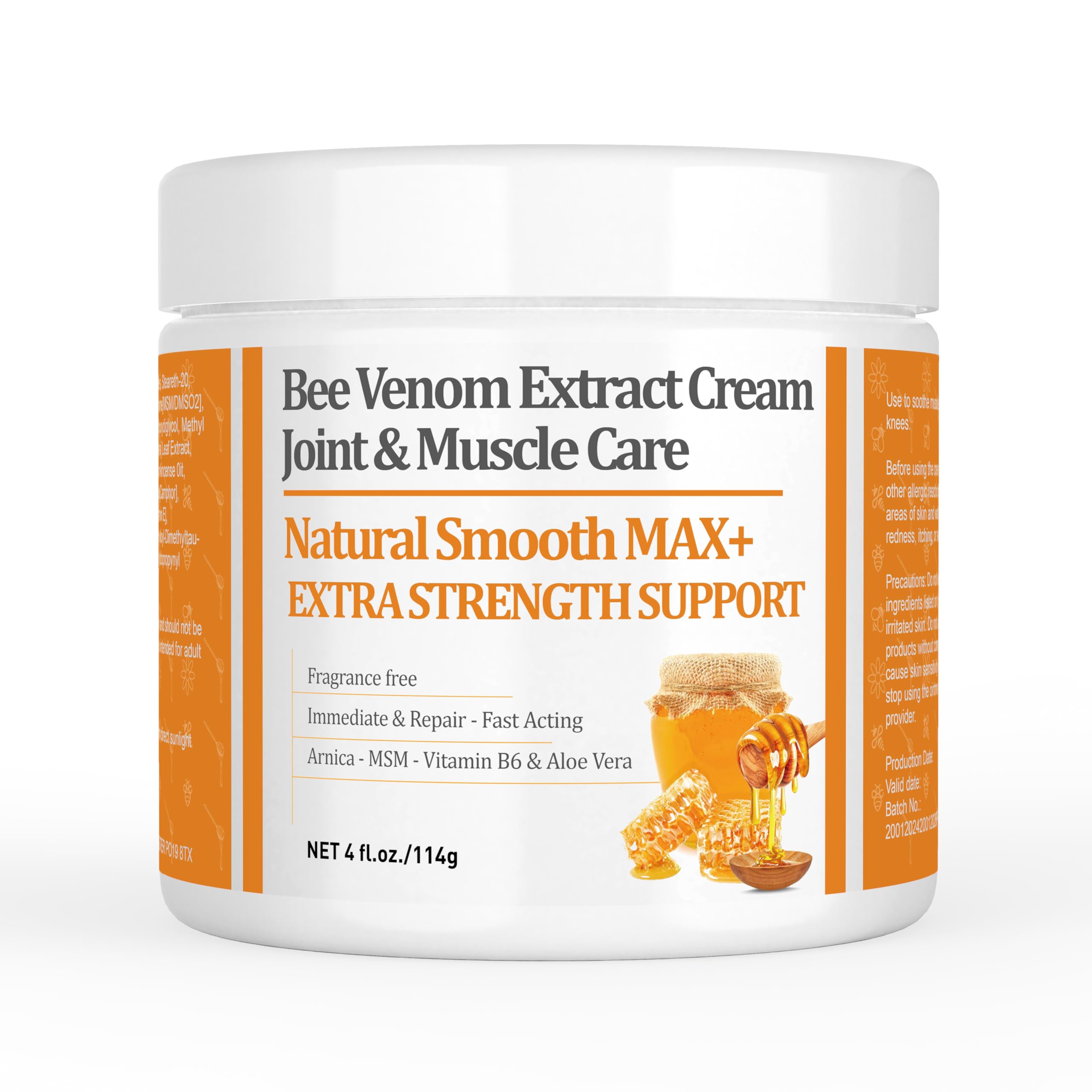 Beeswax Joint Muscle Bone Cream, Fast Relief, for Back, Neck, Hand, Feet, Knee, Muscle, Shoulder, Topical, Wrist, Elbow, Hip, Nerve, Plantar, Ankle, Foot Discomfort, Arnica, Vitamin