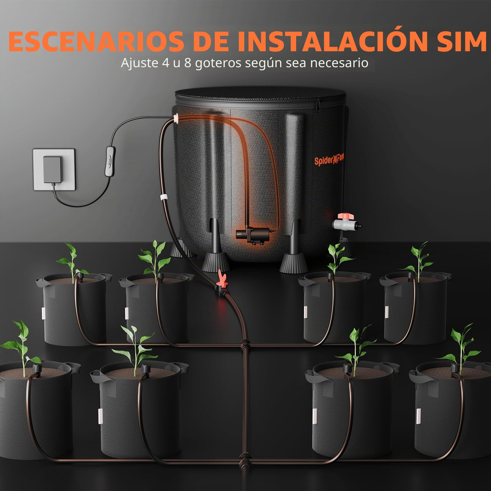 Kit de sistema de irrigación de goteo automático con cubo de 13 galones, bomba de agua de 25 W, sensor de nivel bajo, sistema de riego para interiores