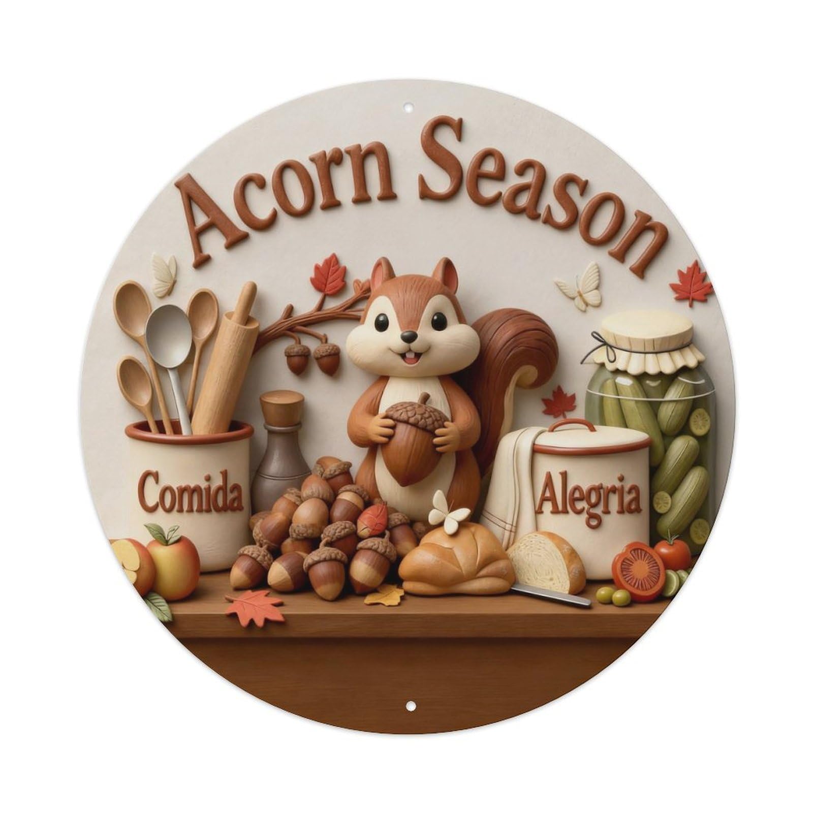 Acorn Season Fall Plaque Metal Tin Sign Plaque