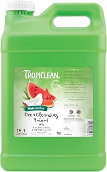 TropiClean 2-in-1 Dog Shampoo and Conditioner, Watermelon Scent, 2.5 Gallon