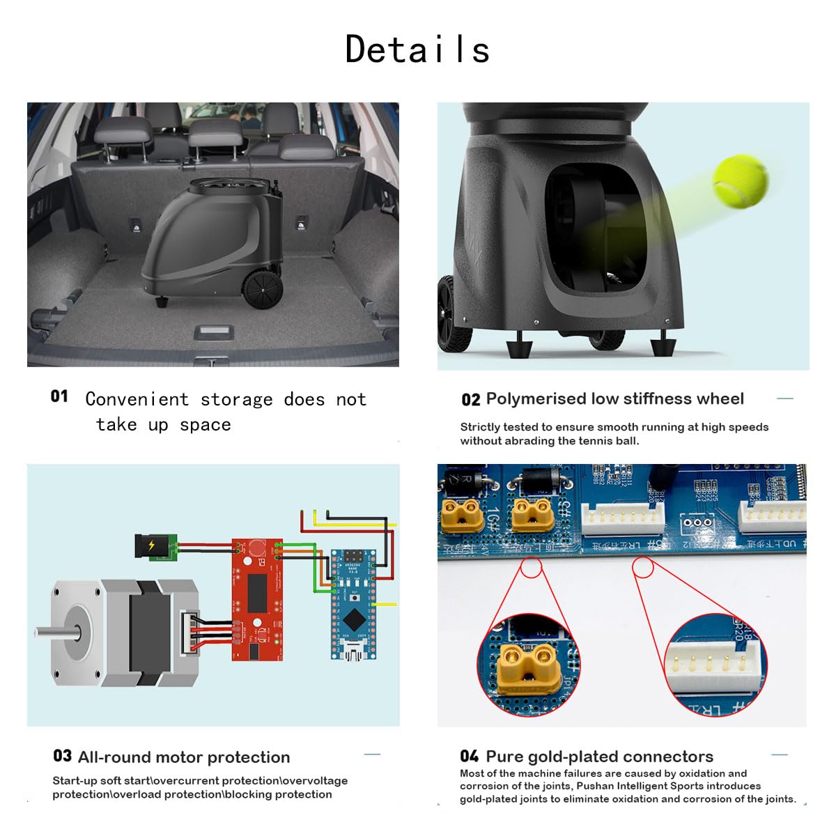 PUSUN PT-MAX C Macchina Lanciapalle Tennis e Padel, App, 35 Punti, 12/14 Modalità, Topspin e Backspin ±6, 12-87 MPH, 1-10 s/Palla, 120+ Palle, Batteria 6-8 ore, 98.4 FT di Portata, per Tutti i Livelli