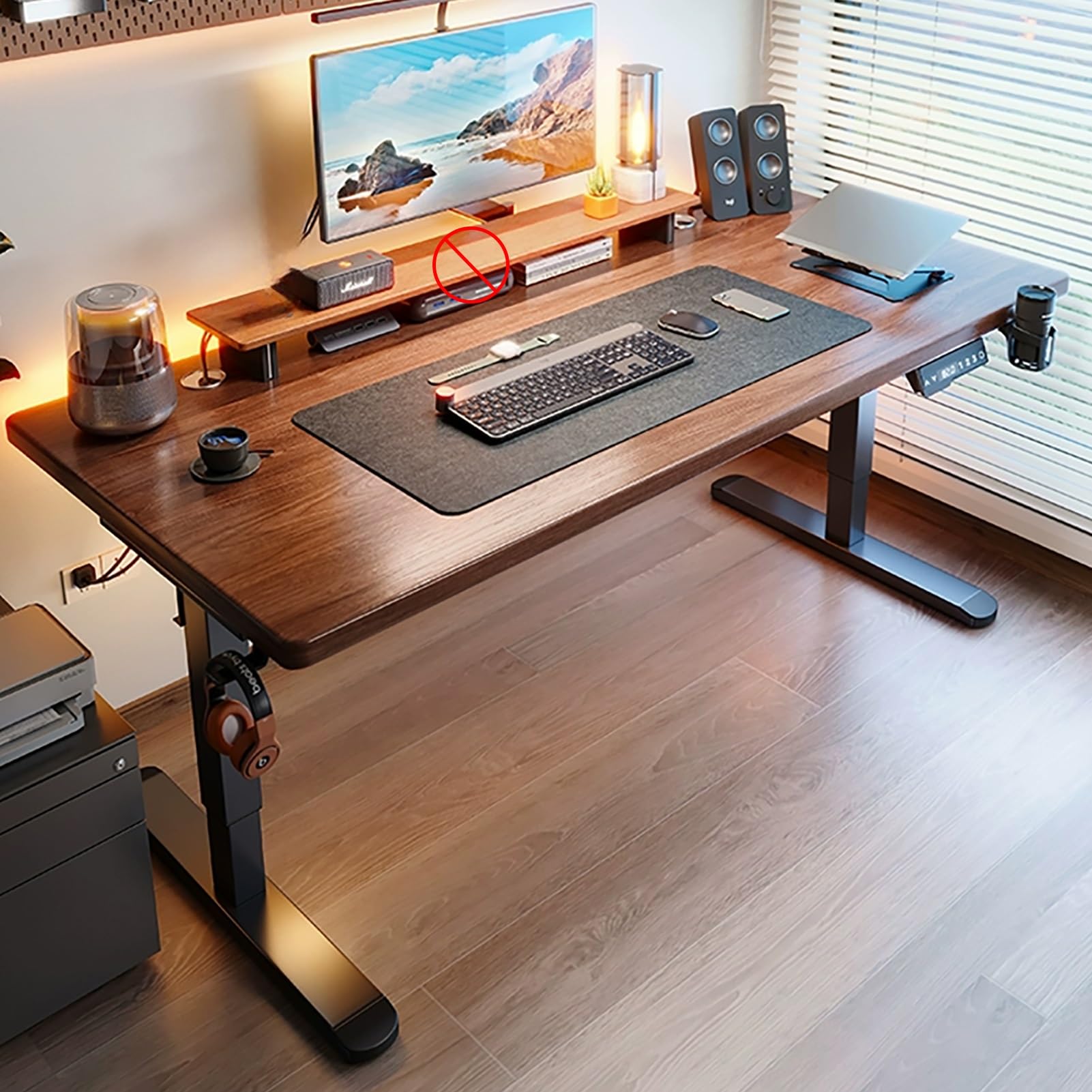 MYUYEE Standing Desk Height Adjustable, Stand Up Desk With 3 Memory Presets, Anti-Collision Computer Desk, Gaming Desk With Sedentary Reminder (120X60Cm)