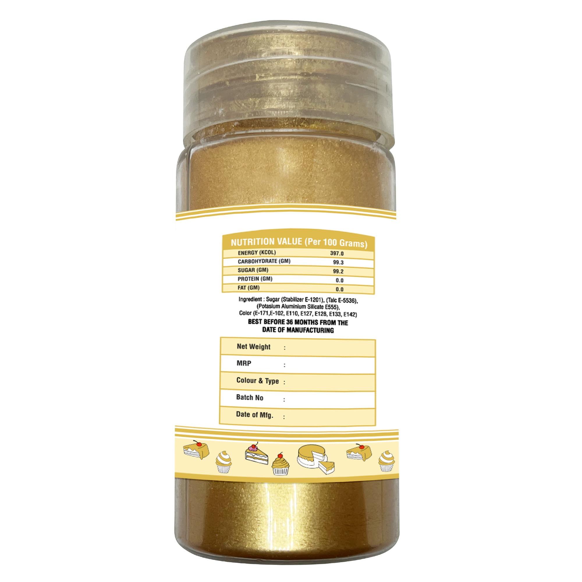 Honey Sweets Edible Bright Gold Luster Dust for Painting on Cakes and Chocolates | Glittering Shiner Dust |Edible Luster Dust for Cake Decorating |(25 Grams, Bright Gold) - Image 2 thumbnail