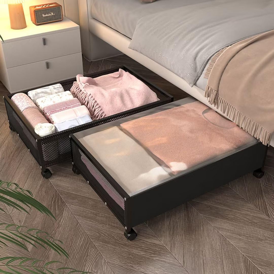 Unterbett-Aufbewahrungsboxen mit Rollen – Kleider-Organizer mit Deckel für einfache Lagerung – platzsparende Lösung für Schlafzimmer