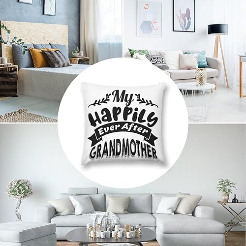 Miniatura 5 de Home Decorative Quote Pillow Covers My Happily Ever After Grandmother Throw Pillowcase with Zipper Motivational Words Soft Velvet Pillow Cover for