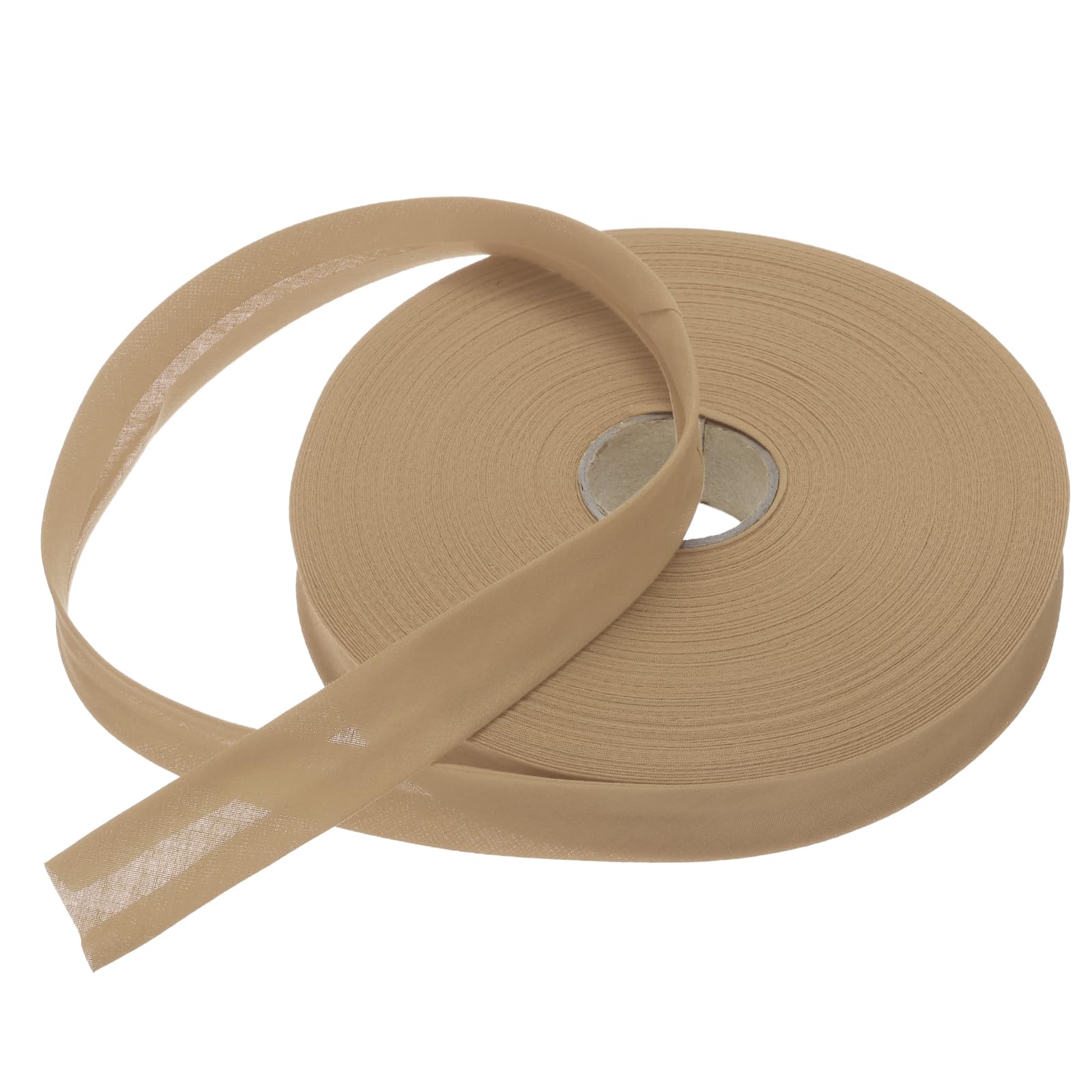 MECCANIXITY Cinta al bies de poliéster de un solo pliegue de 1 pulgada, cinta de bies continua a granel para costura, costura, acolchado, dobladillo, manualidades (caqui, 50 yardas)