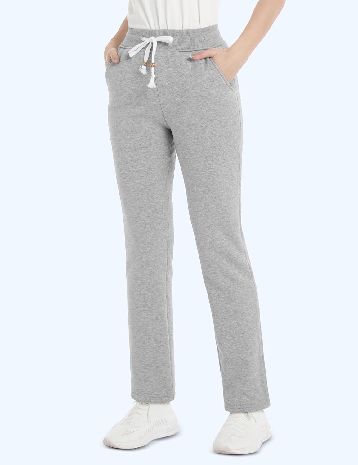 MAGCOMSEN Women's Sherpa Lined Sweatpants with Pockets Warm Thick Fleece Winter Casual Lounge Pants - Image 2