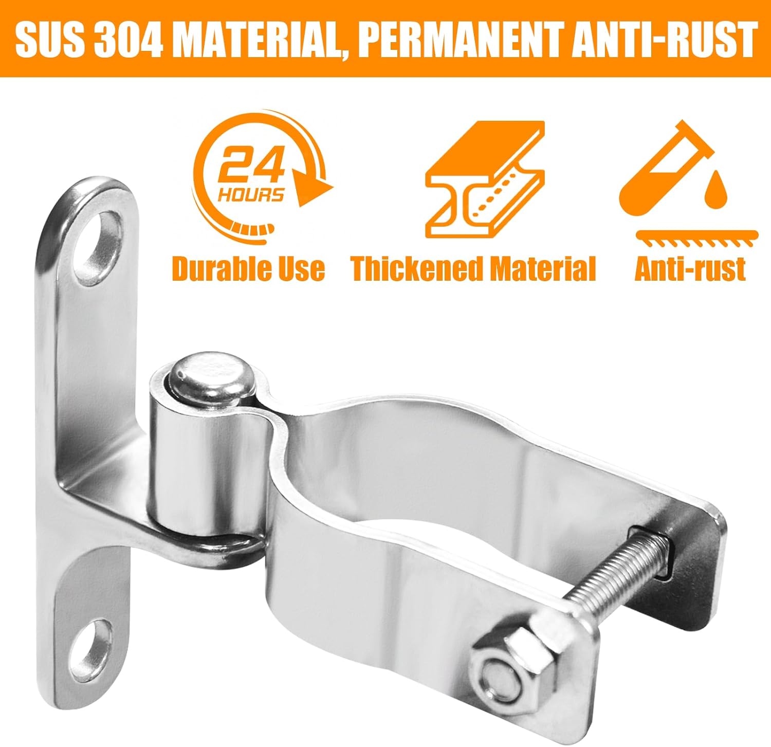 2 Pack Wall Mount Gate Hinges for 1-5/8'' Pipe | 304 Stainless Steel | Chain Link Fence Parts