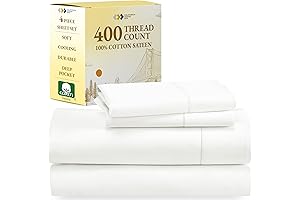 California Design Den 400 TC 100% Cotton Sheets, King, Ivory
