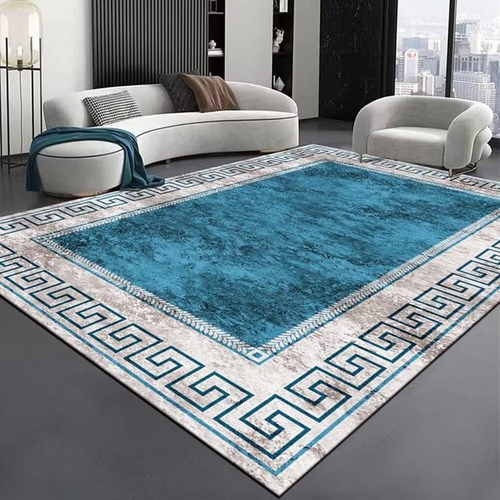Tapis de salon moderne grand tapis élastique gris facile à nettoyer