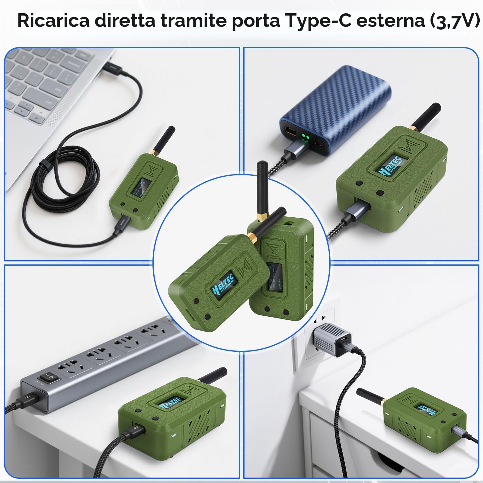 2 Set ESP32 LoRa V3 Modulplatine con Antenna 868 MHz + Batteria 3000 mAh + Custodia Protettiva con WLAN Integrato Bluetooth SX1262 CP2102 Display OLED 0,96" Tipo C per Arduino Lora Meshtastic IoT (N35