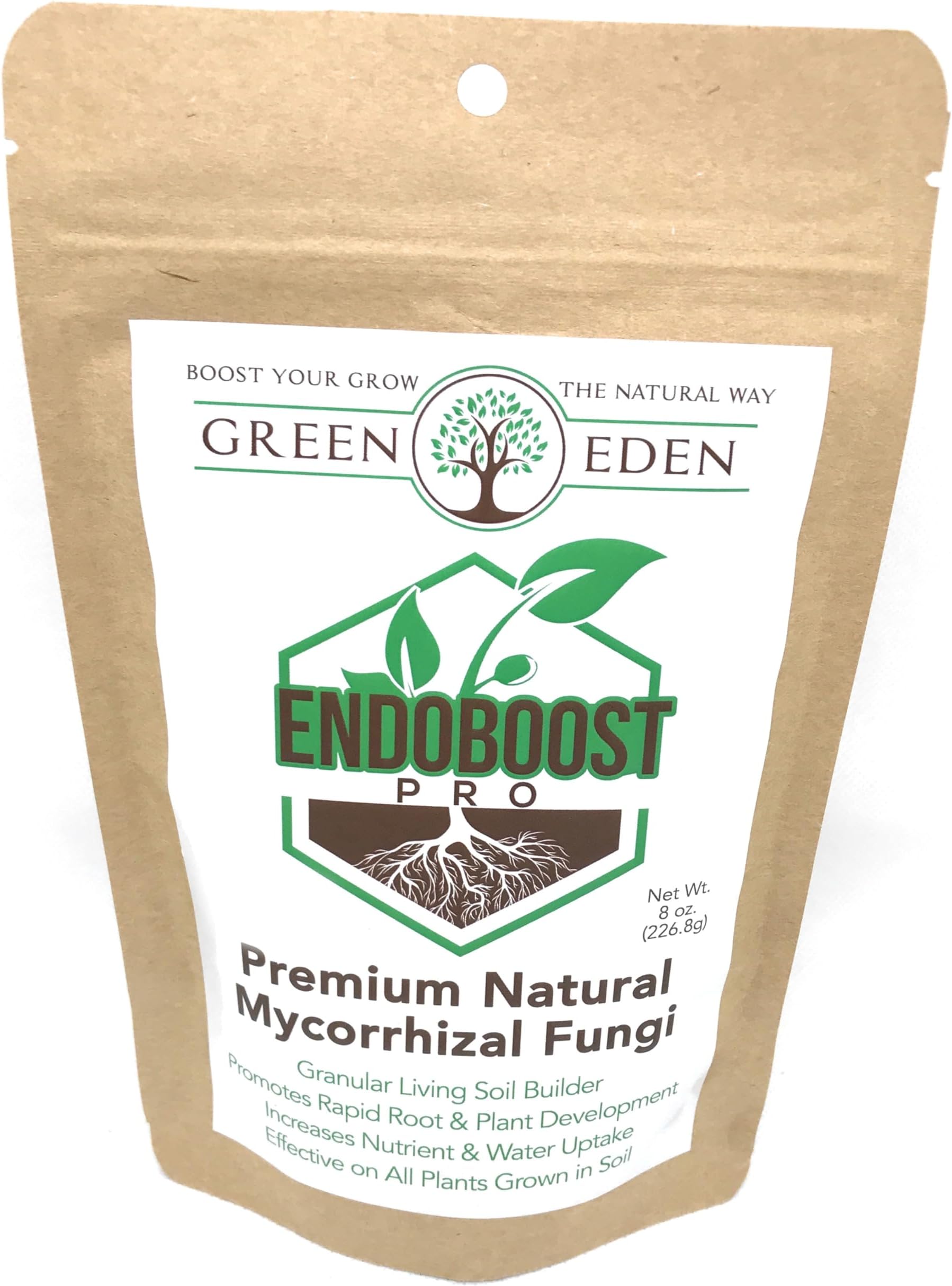 GreenEden EndoBoost Pro Mycorrhizal Fungi (7 Species) - Premium Endomycorrhizae Root Enhancer - 8oz. - Organic Microbial Inoculant - Living Soil Builders