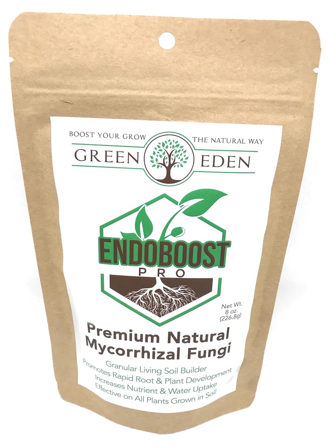 GreenEden EndoBoost Pro Mycorrhizal Fungi (7 Species) - Premium Endomycorrhizae Root Enhancer - 8oz. - Organic Microbial Inoculant - Living Soil Builders