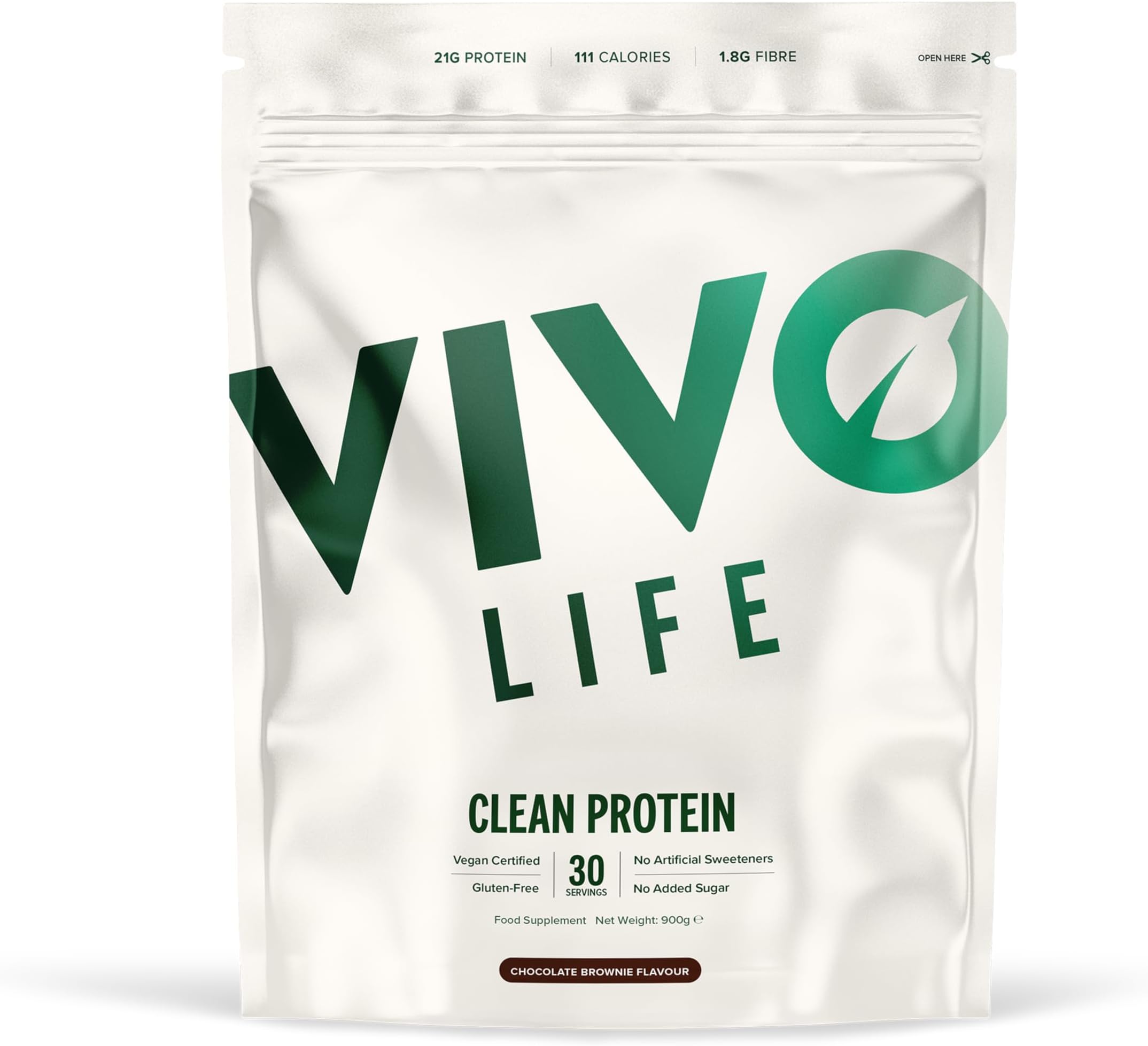 Vegan Protein Powder | 21g Plant Based Protein per Scoop (30 Servings) | Energy & Immunity - Iron & Zinc | Lactose Free & Easy to Digest | No Artificial Sweeteners (900g, Chocolate Brownie)