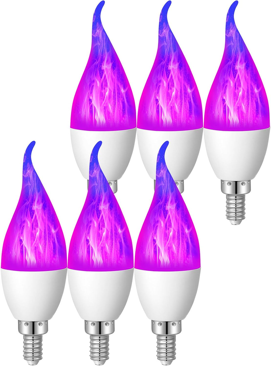 VIHOSE Halloween 6 Pack E12 LED Flickering Light Bulbs Candle Chandelier Fire Light Bulb LED Candle Bulbs for Christmas Xmas Party Porch Indoor Decoration(Orange)
