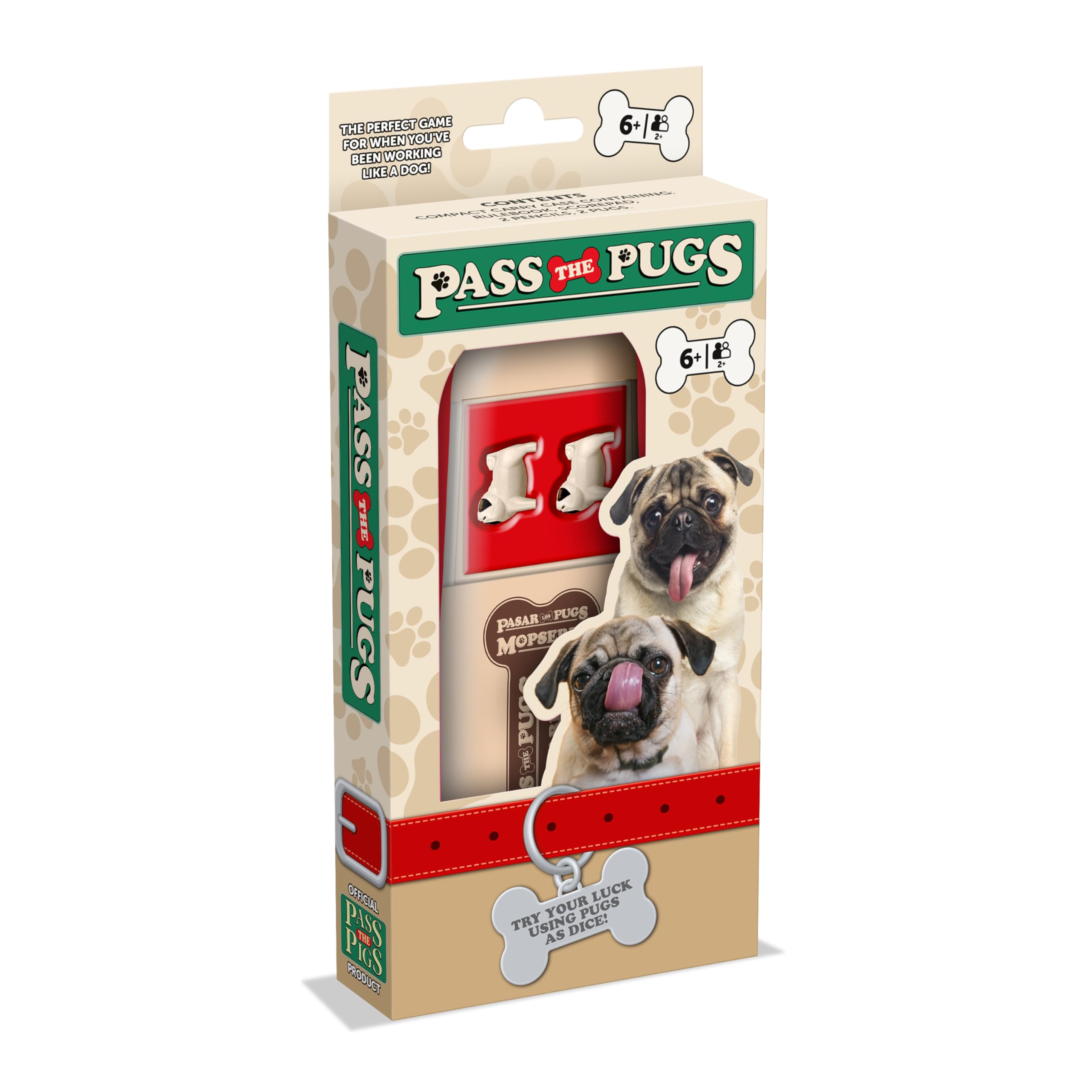 Pass the Pugs Dice Game, the classic party and travel game, will you get a double faceplant or puppy love