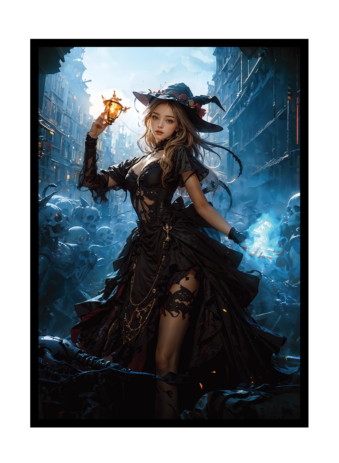 100 PCS MTG Card Sleeves with Inner Sleeves - Art Matte - Fit Standard Size Cards - Necromancer and Amulet of Soul