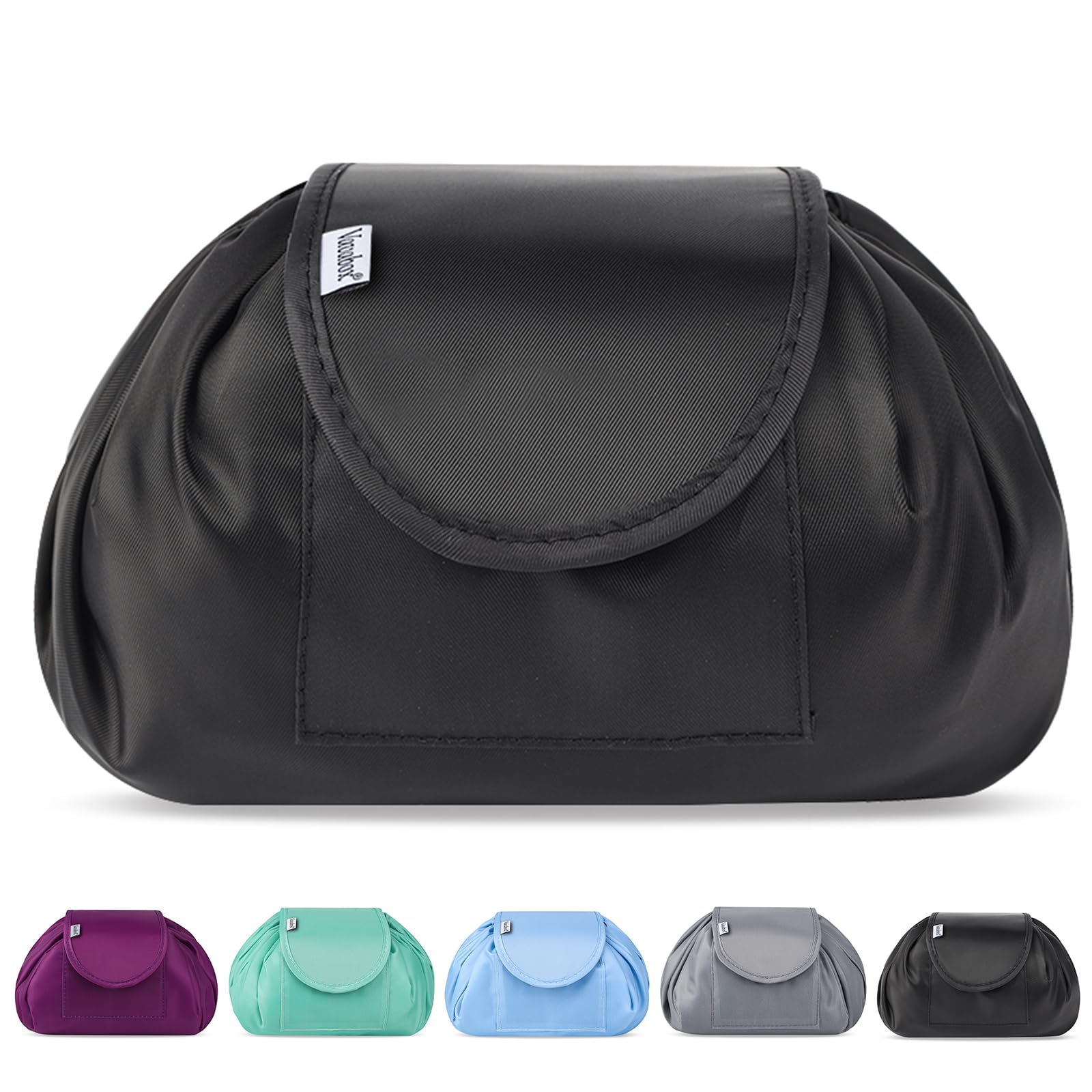 Sponsored Ad – Lazy Drawstring Makeup Bags, Large Capacity Waterproof Travel Portable Cosmetic Bag Pouch Makeup Pouch Storage Organiser for Women Girl (Light Black)