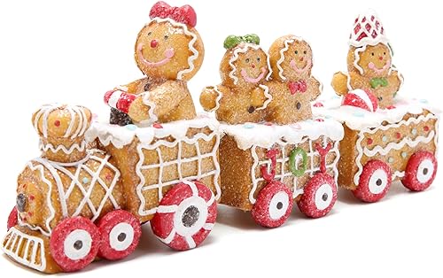 Hodao Decoraciones de tren de Navidad, figuras de tren de Navidad, decoración de invierno, hechas a mano, figuras de tren de poliresina para regalo