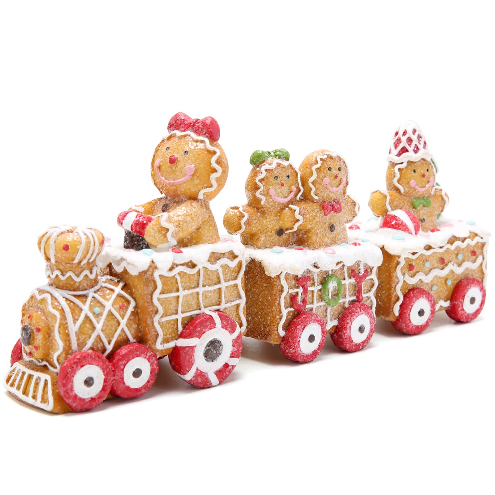 Hodao Christmas Decorations Indoor Home Decor Christmas Gingerbread Man Small Train Figurines Winter for Table Top Centerpiece Fireplace Decor Cute Gingerbread Man Train Decoration Gift