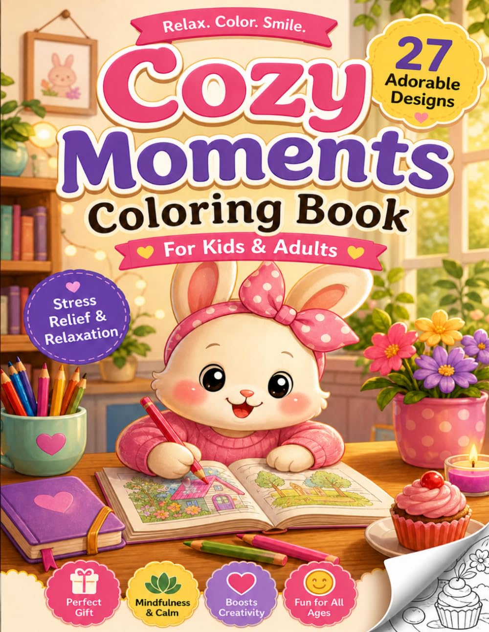 Cozy Moments Coloring Book: Unwind, relax, and enjoy the simple joy of coloring.Relaxing Cute Designs for Stress Relief, Mindfulness & Creati