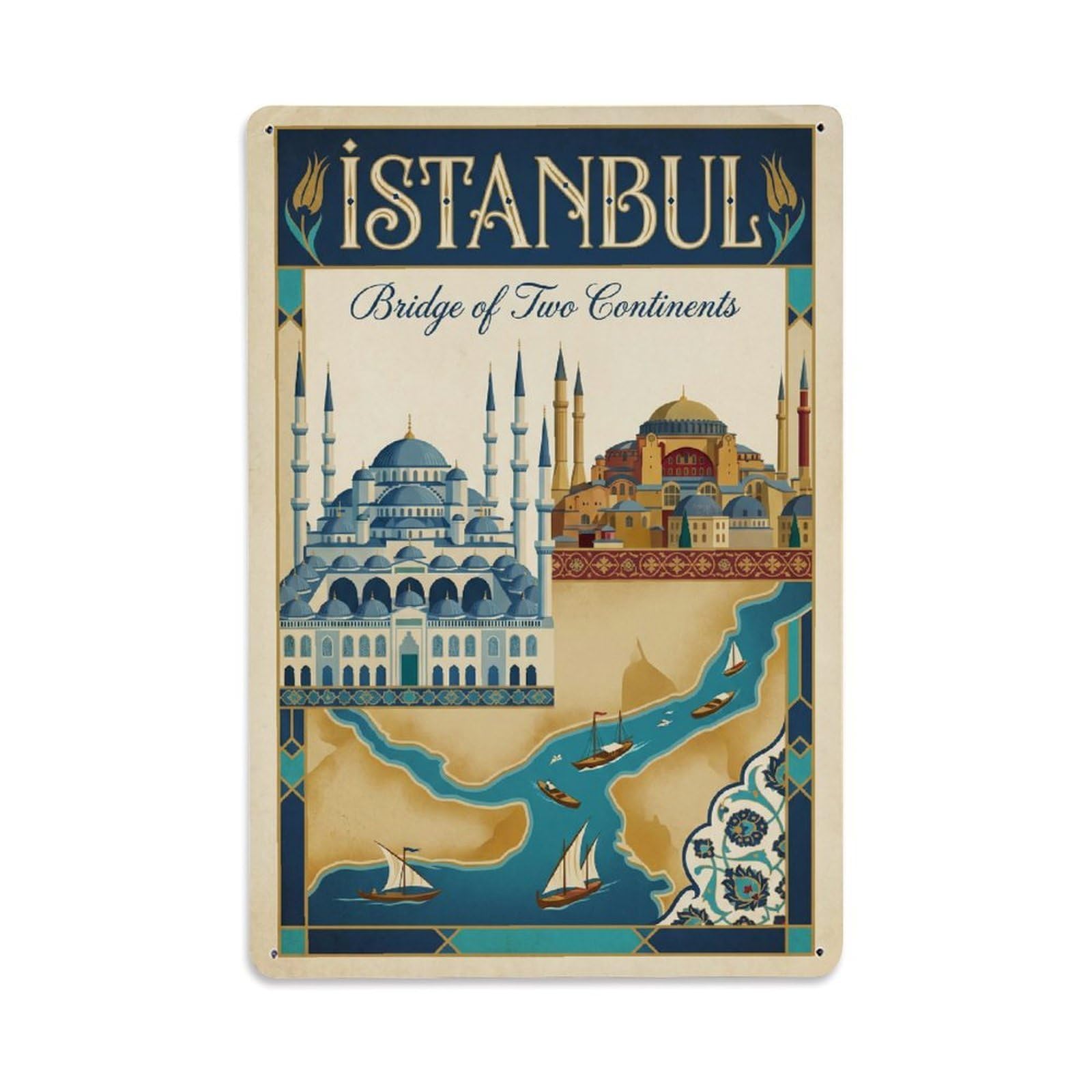 Gead 8X12inch Style Travel Retro Turkey Istanbul Metal Tin Sign