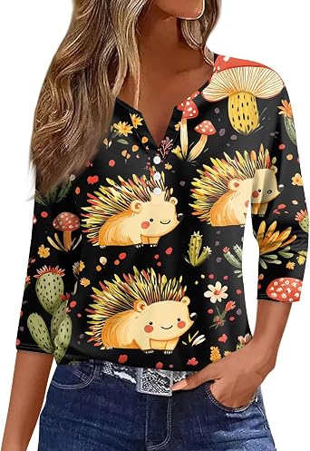3/4 Length Sleeve Womens Tops Summer Y2K Date Night Outfit for Women Plus Size Women Clothing Preppy Clothes