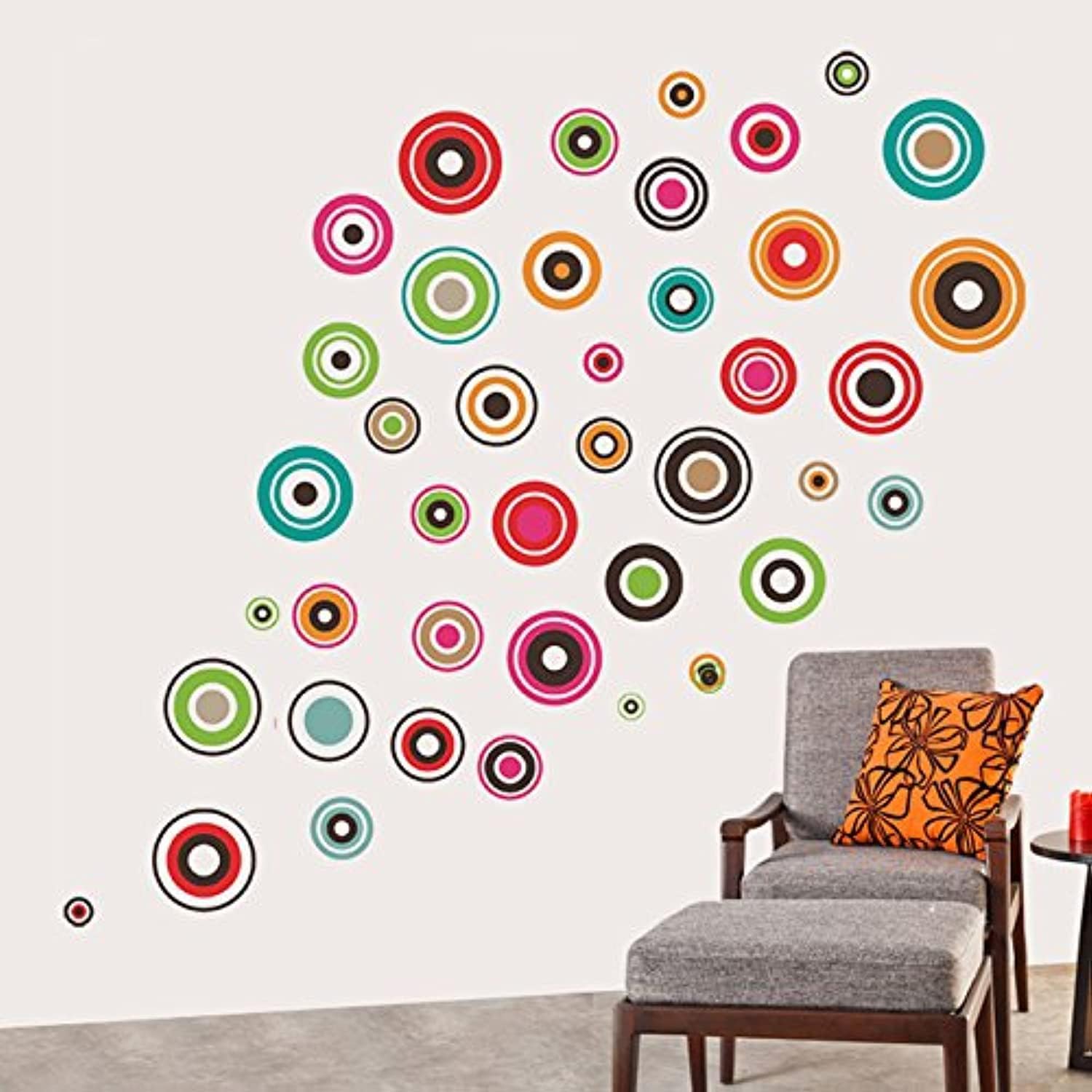 Decals Design Stickerskart Wall Stickers Colorful Polka Motifs (Wall Covering Area: 120cm x 100cm,Product Dimensions: 60x90cm)
