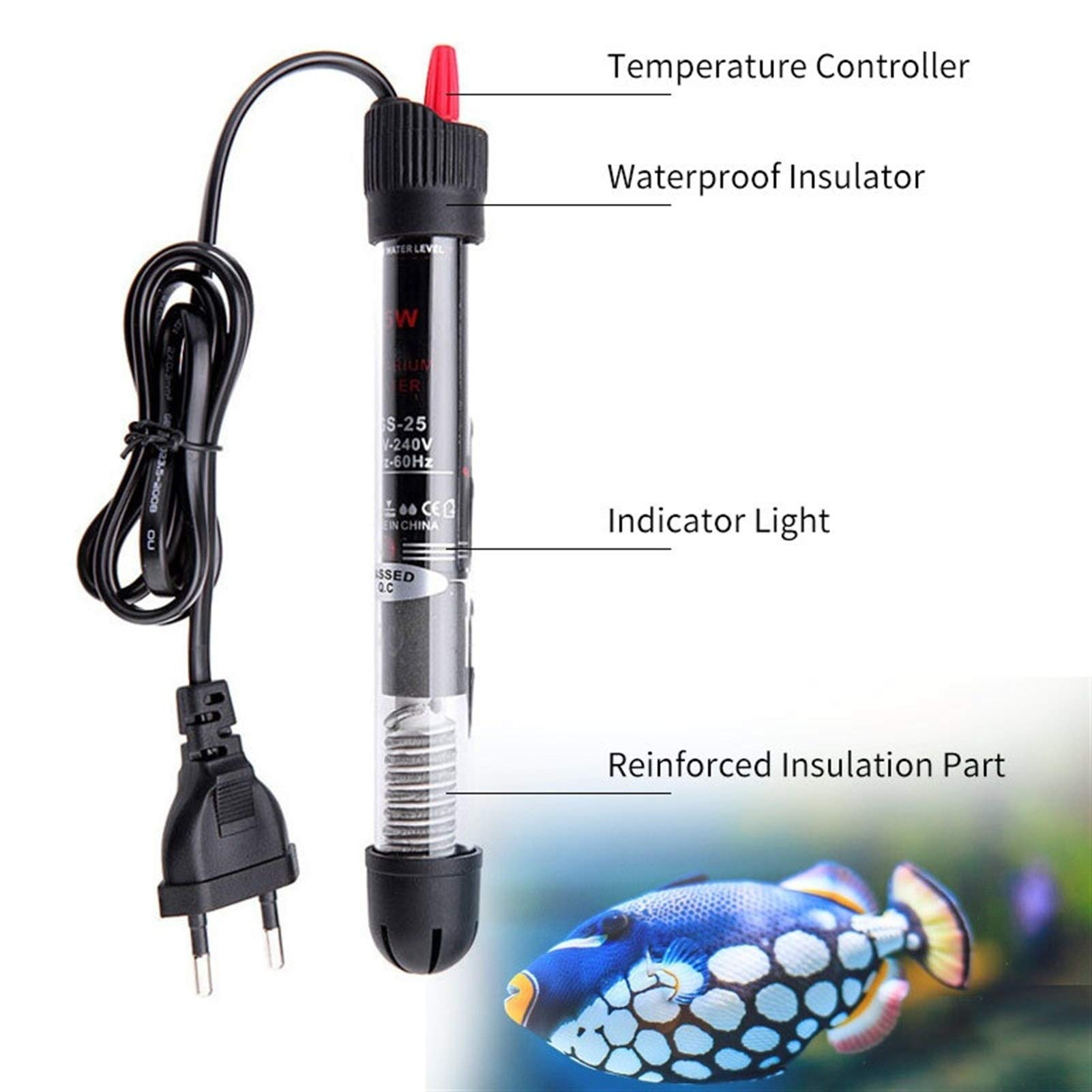 Riscaldatore per animali domestici Acquario riscaldamento asta regolabile riscaldamento dell'acqua Rod di temperatura costante controllo Fish Tank di calore ad acqua 25W / 50W / 100W / 200W / 300W