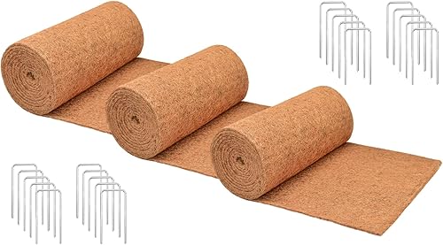 Halatool Paquete de 3 alfombras de 16 x 80 x 0.28 pulgadas gruesas antideslizantes para hielo y nieve, rollo de fibra de coco natural, tapetes