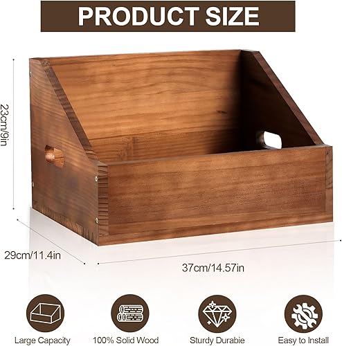 Miniatura 2 de Wooden Vinyl Record Storage Crate, Large-Capacity Retro Record Holder Box for 60+ LP Albums, Durable Solid Wood Vinyl Organizer with Handles, Record