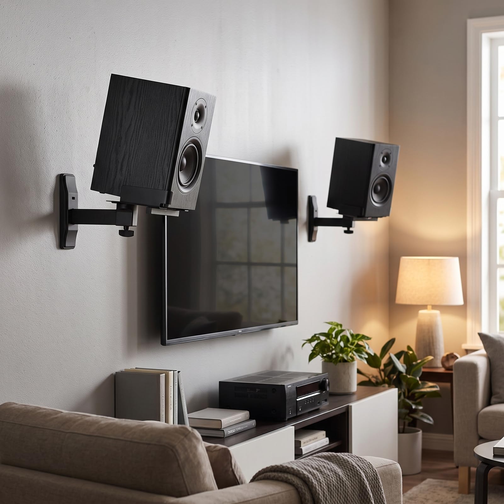 Goshyda 2 Soportes de Montaje en Pared para Altavoces R-40M R-41M RP-600M II, Soporte Flexible Ajustable para Altavoces de Estantería de hasta 44 Libras, para Cine en Casa