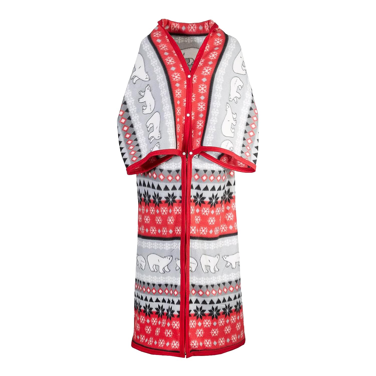 Coopers Of Stortford Unisex Red - Fleece Cosy Robe Blanket With Zip And Popper - Wearable Polar Fleece Throw, One Size, Machine Washable Polyester