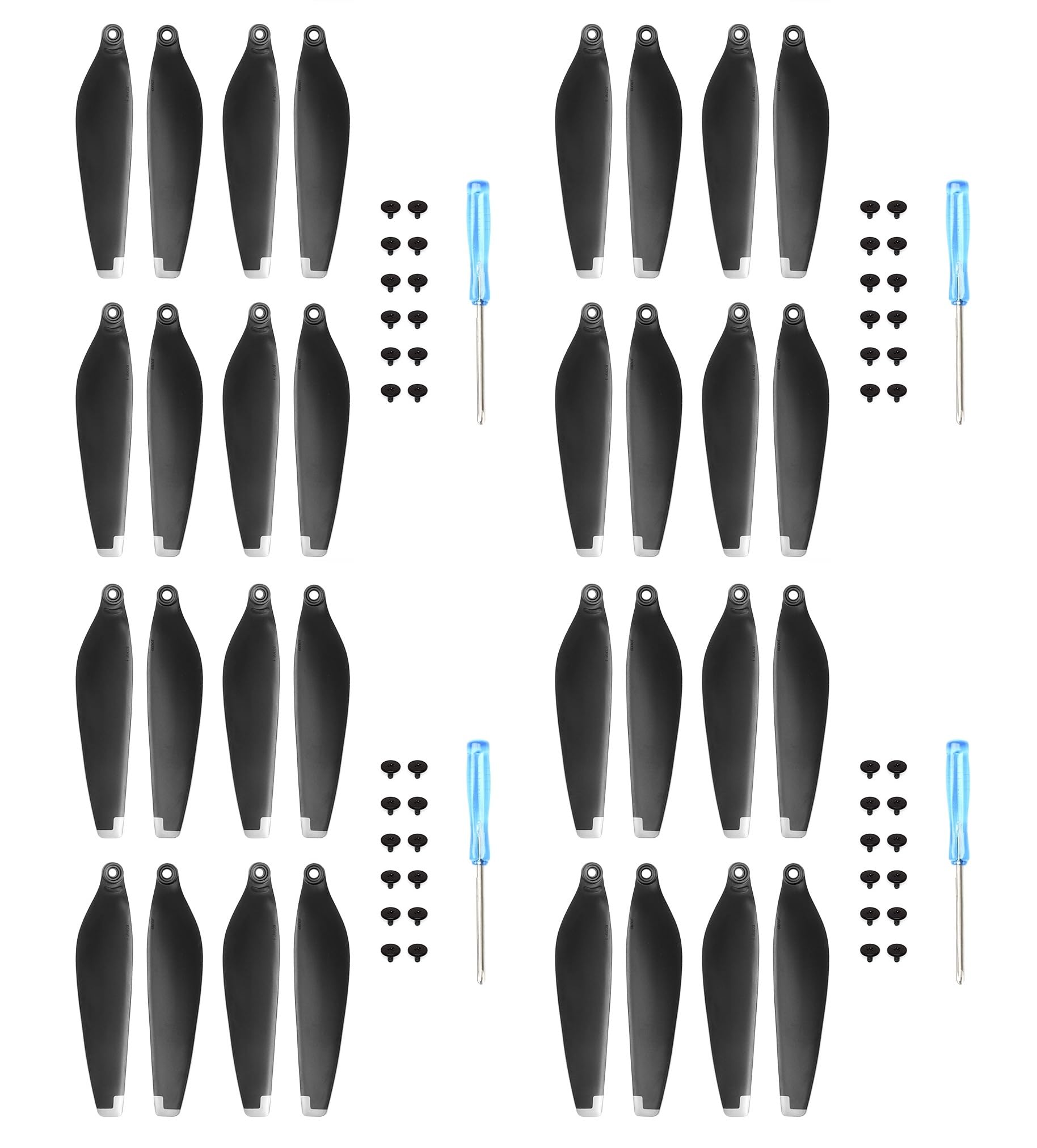 32x Propellers For DJI Mini 3 Pro Replacement Prop Blades Low Noise for DJI Mini 3 Pro Drone Accessories Screws & Screwdrivers 32pcs Colour Tips (Silver)
