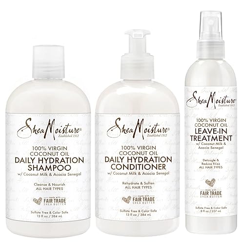 Juego de champú y acondicionador de humedad de karité 16 onzas líquidas Ea con tratamiento sin enjuague 8 onzas líquidas hidratación diaria aceite