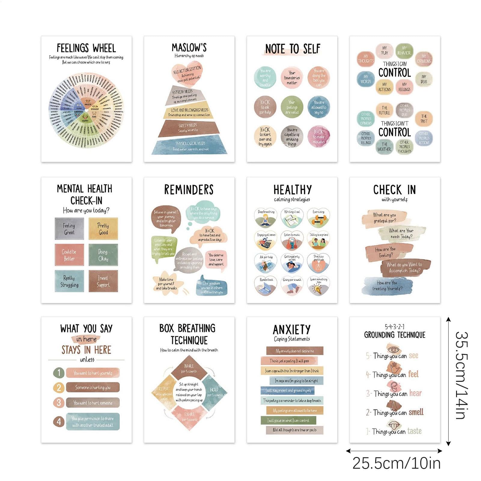 Poster D'angolo Calmante, Poster Dei Sentimenti Di Classe - 12X Forniture Per La Regolazione Emotiva, D'angolo, D'angolo Calmanti Per Bambini, Grafici Di Emozioni