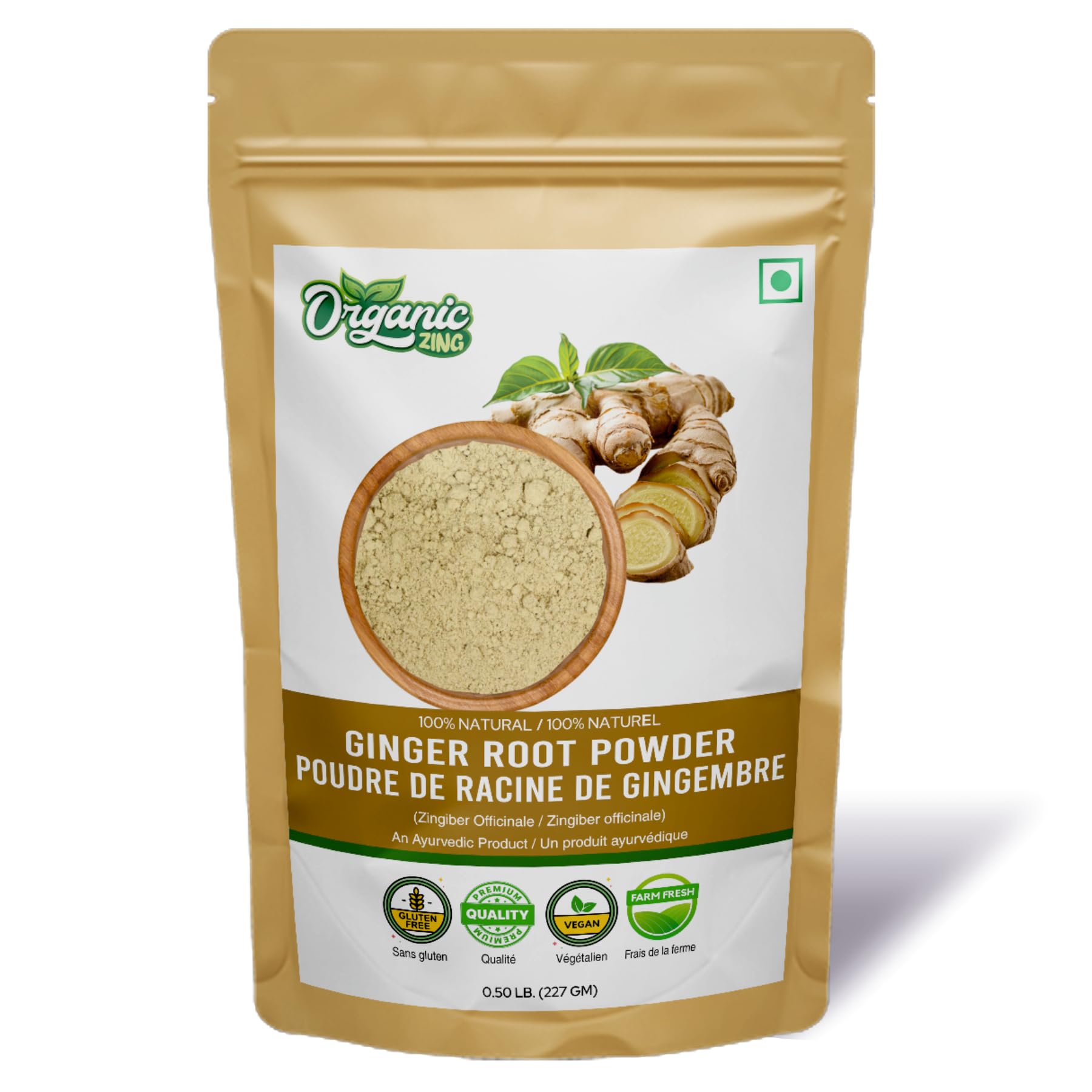Organic Zing Ginger Root Powder – 100% Pure, Non-GMO, Gluten-Free