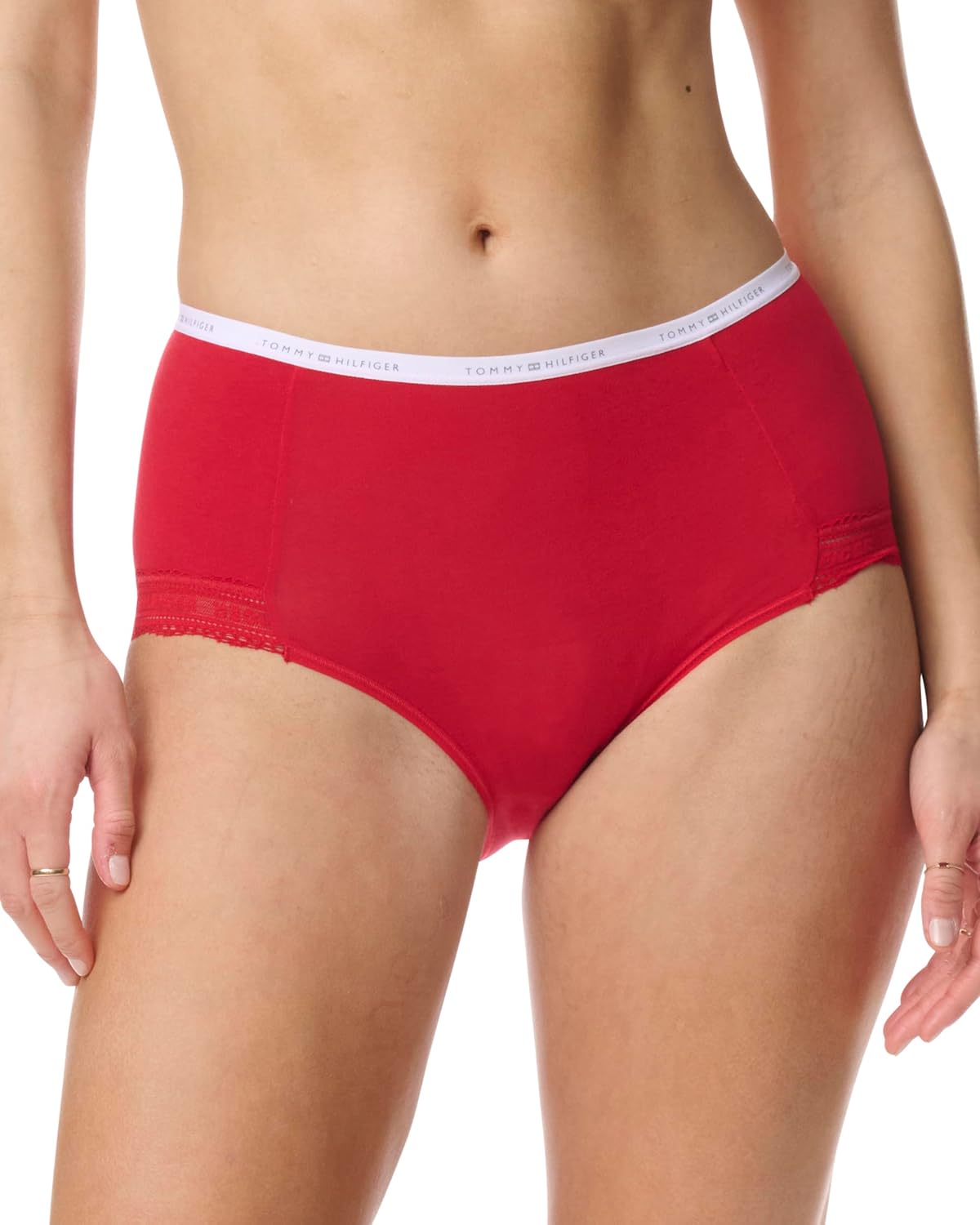Tommy Hilfiger womens Logo Waistband Lace Trim Cotton Brief 6 Pack - Image 6