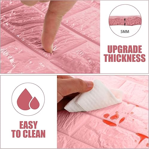 Miniatura 10 de Tinlade 30 paneles de pared 3D de 28.81 pies cuadrados, despegar y pegar, ladrillo de espuma, imprimibles, paneles de pared de ladrillo sintético,
