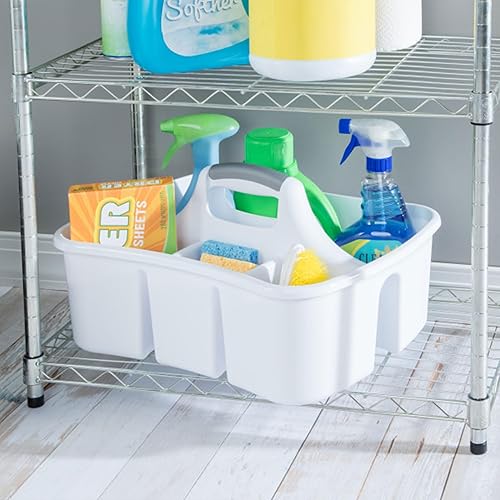 Miniatura 6 de Sterilite Divided Ultra Caddy, plástico, almacenamiento portátil para guardar el baño y suministros de limpieza, 5 compartimentos grandes y asa,