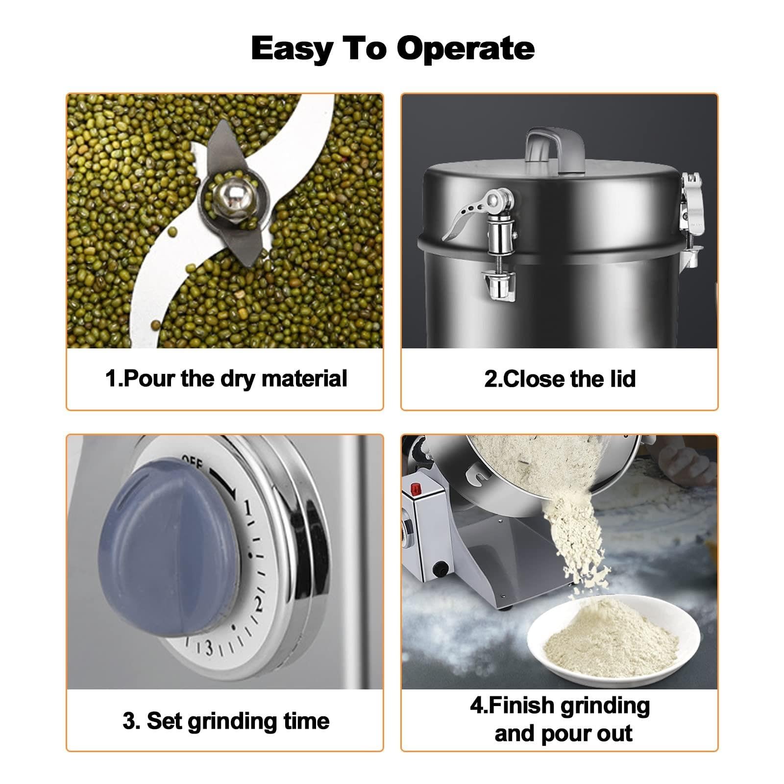 Molinillo de grano eléctrico,alta velocidad 32000r/min | Molinillo de alimentos,Molino de granos de encimera,para granos de especias secas, café, arroz, pimienta(800g)