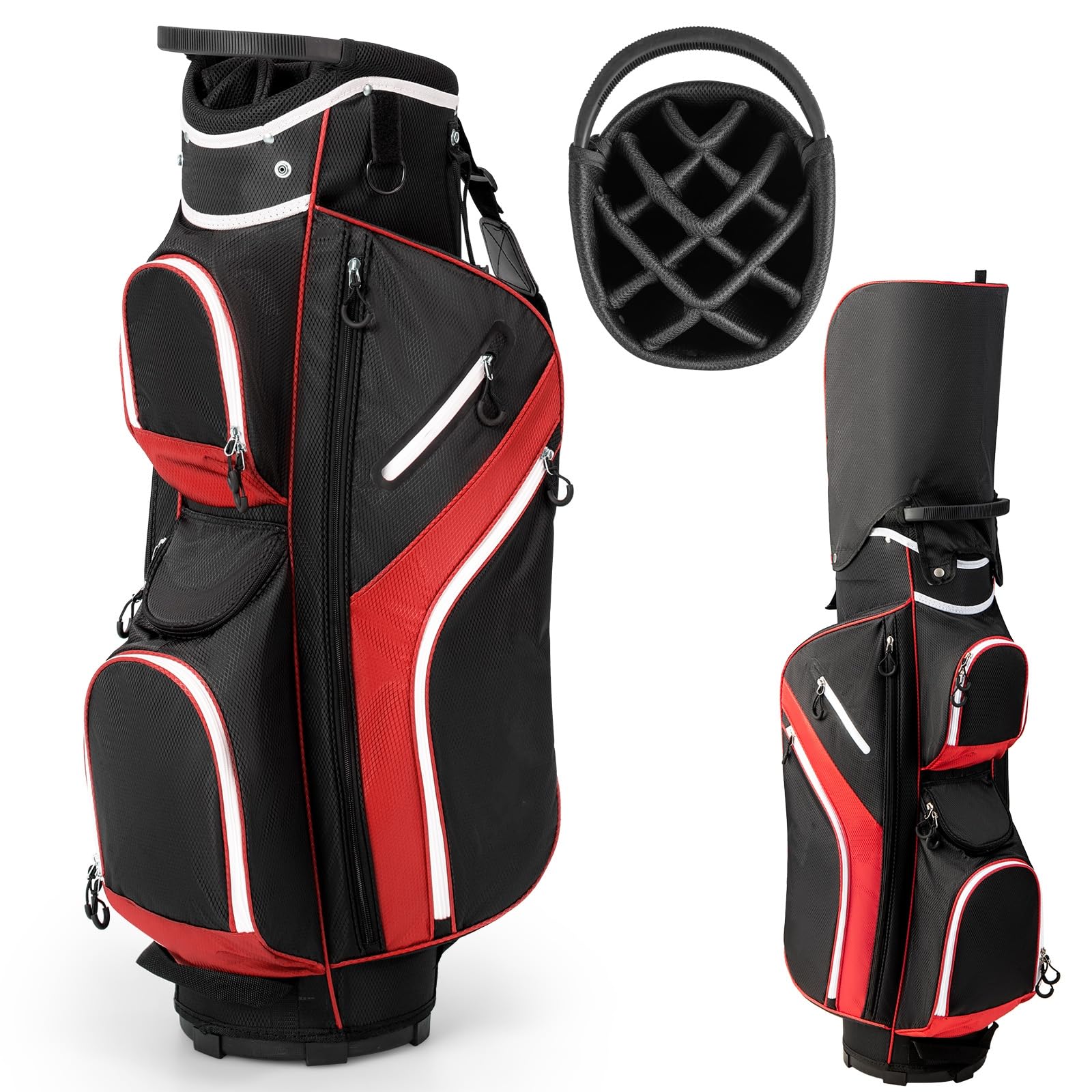 LIFEZEAL Sac de Golf, Sac de Voyage, étui à 14 Compartiments, Sac de Golf à bandoulière, léger, imperméable, Portable, avec Sangle, Porte-gobelets, 9 Sacs, Sac Isotherme, Porte-Parapluie