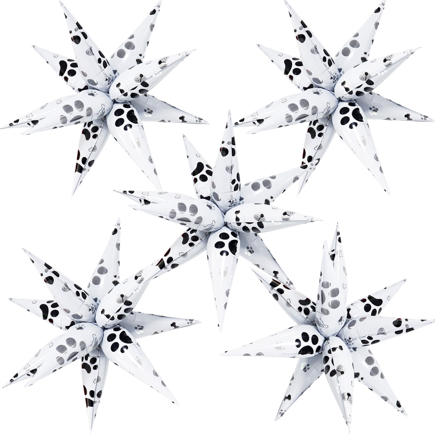 32inch Explosion Star Balloons 5 * 12 Pcs Foil Dog Paw Print Spike Balloons for Dog Birthday Baby Shower Farm Party Decoration Supplies