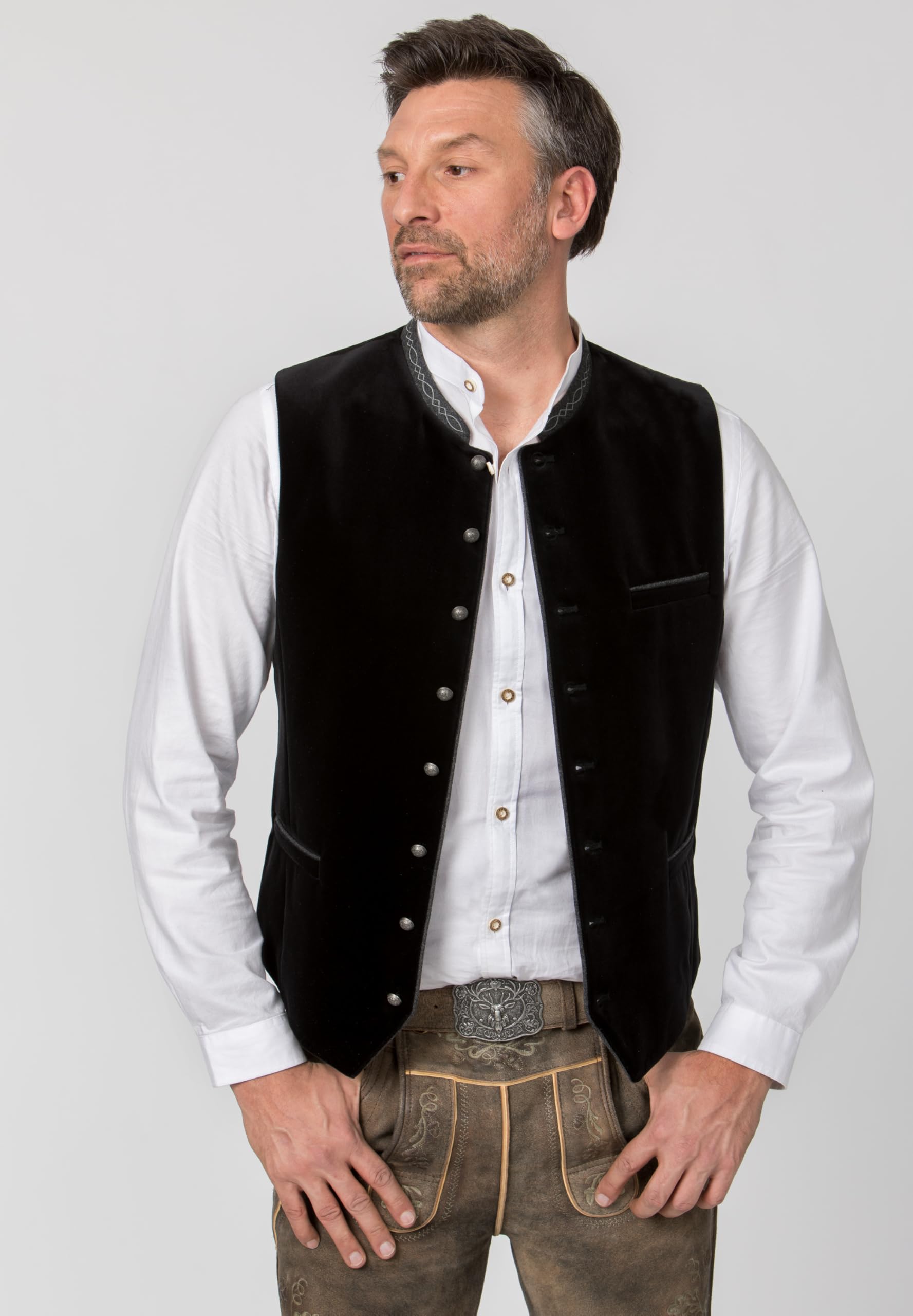 Stockerpoint Herren Trachtenweste Lorenzo I Größen 46-64 I Traditionelle & hochwertige Weste mit verstellbarem Riegel I Perfekt für Trachten & Festlichkeiten